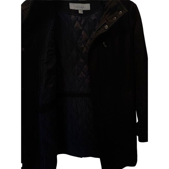 Perry Ellis Men's Black Wool Blend Overcoat Size M Stand-Up Collar - Picture 8 of 15